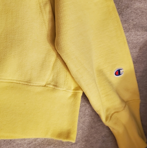 CHAMPION yellow hooded SWEATSHIRT size S - Picture 7 of 9